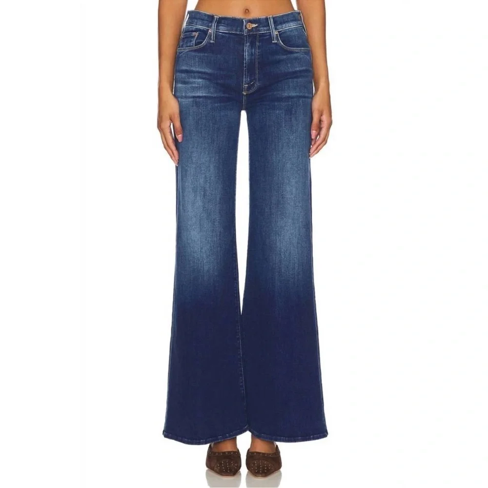 MOTHER The Twister Sneak Wide-Leg Jeans Dark Blue 30